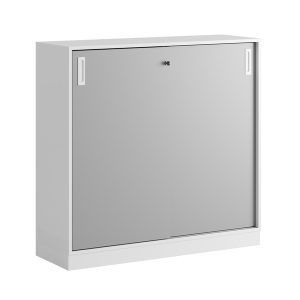 Skjutdörrskåp 120x40x115,5 cm - Vit stomme med grå dörrar